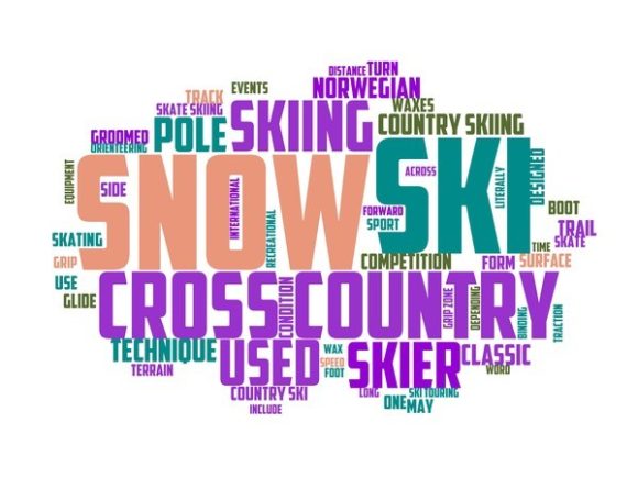 Cross Country Skiing Typography Sticker