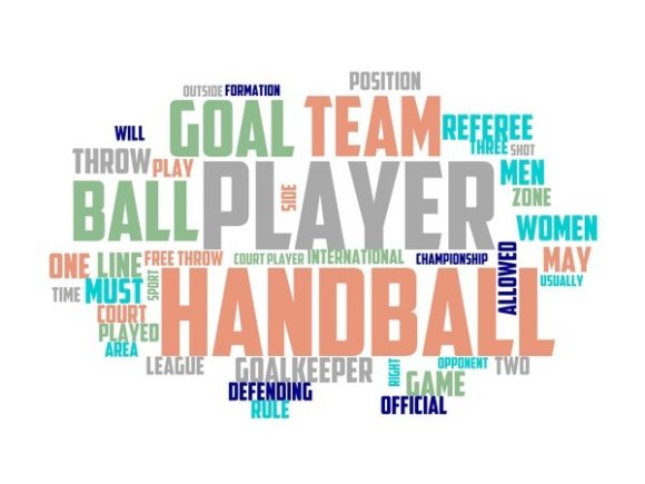 Handball Typography Background: A Vibrant, Hand-Drawn Wordcloud for Real-World Creativity